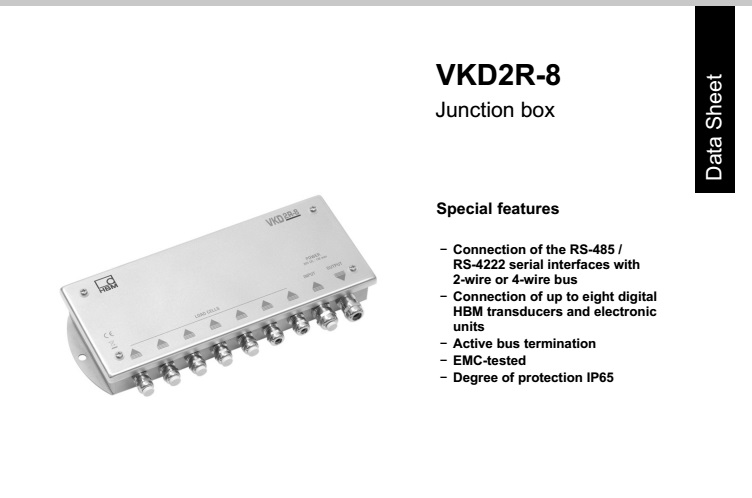 德国HBM VKD2R-8接线盒 VKD2R-8数字接线盒 VKD2R-8数字接线盒配套C16i数字传感器,1-VKD2R-8,VKD2R-8接线盒
