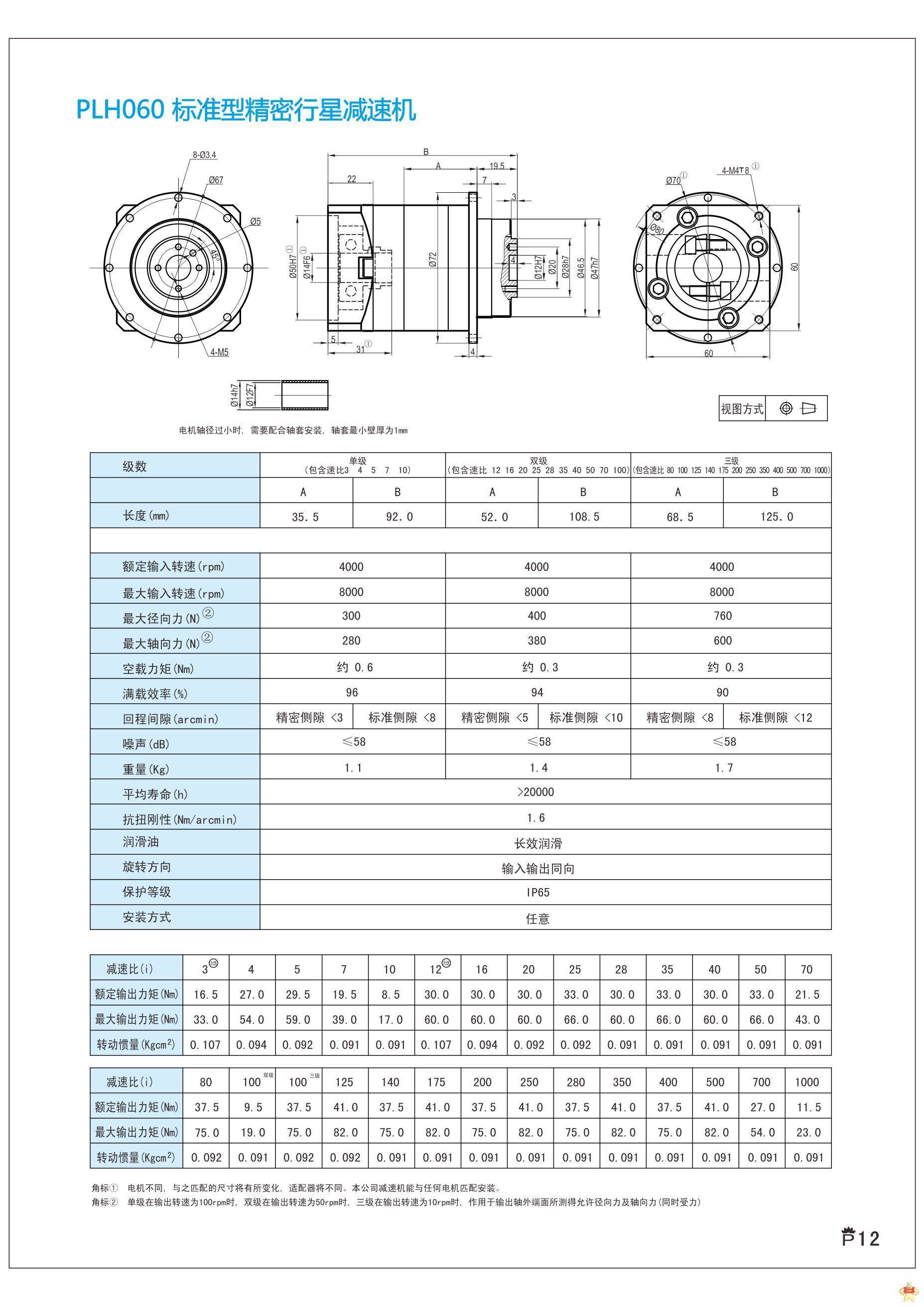 上海兆迈传动现货供应PLH060-L2-70-S2-P2精密行星减速机可配0.4KW伺服电机57步进电机