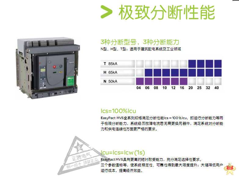 Schneider/施耐德 MVS 框架断路器 总开关MVS40H3F20  MVS全系列