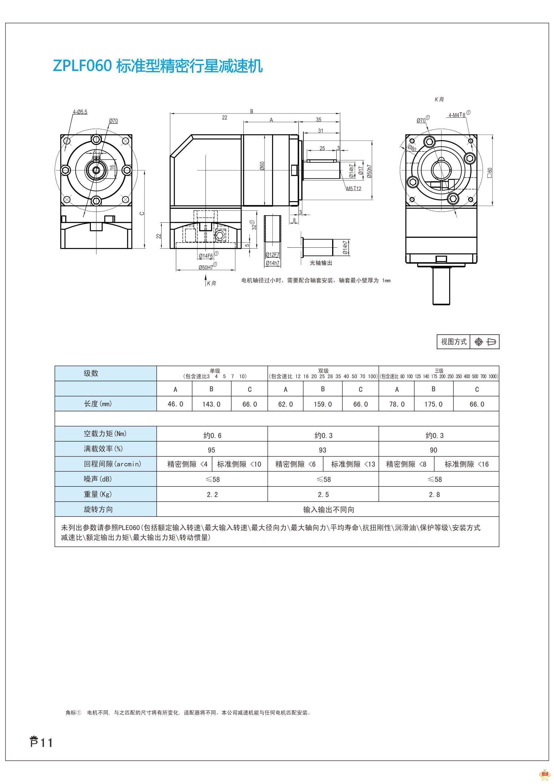 上海兆迈传动现货供应ZPLF060-L1-3-S2-P2精密行星减速机可配0.4KW伺服电机57步进电机