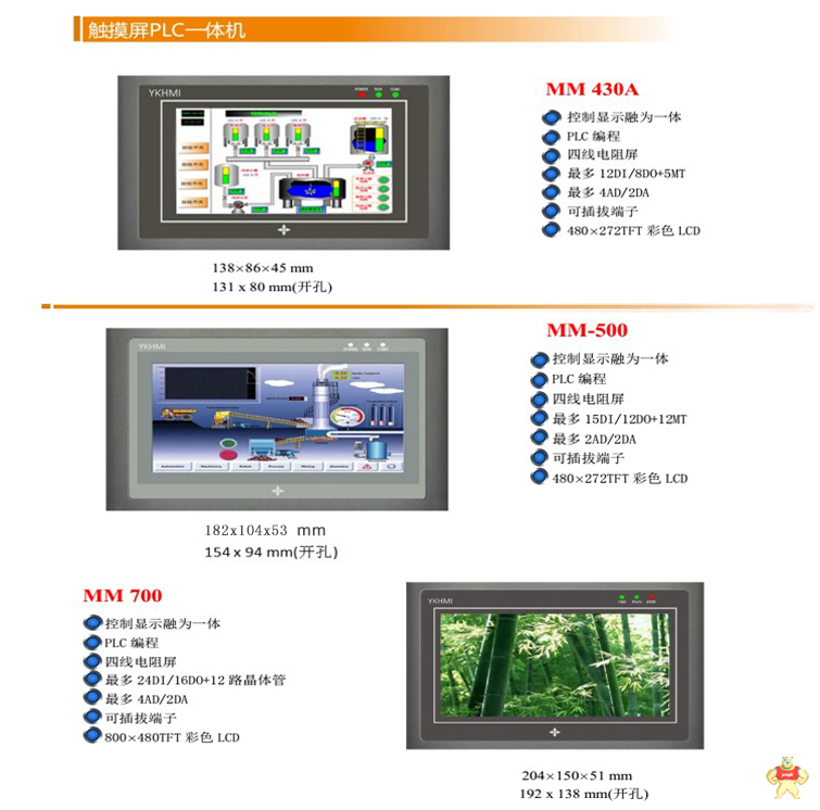 中达优控MM-40MR-12MT-700FX-A原装现货中达优控7寸触摸PLC一体机 厂家直销三菱软件 十送一 一体机,人机界面,工控板式PLC,人机界面,触摸屏PLC一体机