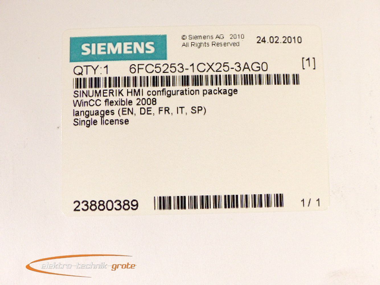 Siemens 6FC5253-1CX25-3AG0 HMI configuration package WinCC f