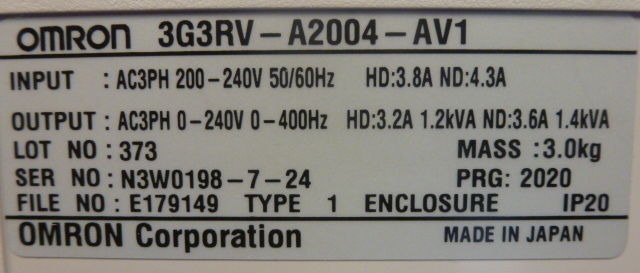 MINT OMRON 3G3RV-A2004-AV1 3G3RVA2004AV1