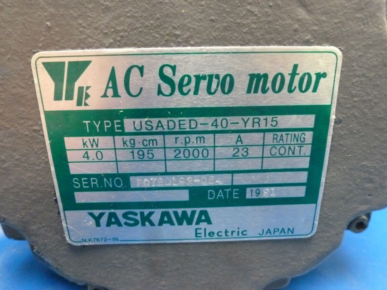 YASKAWA USADED-40-YR15 USADED40YR15 SERVO MOTOR