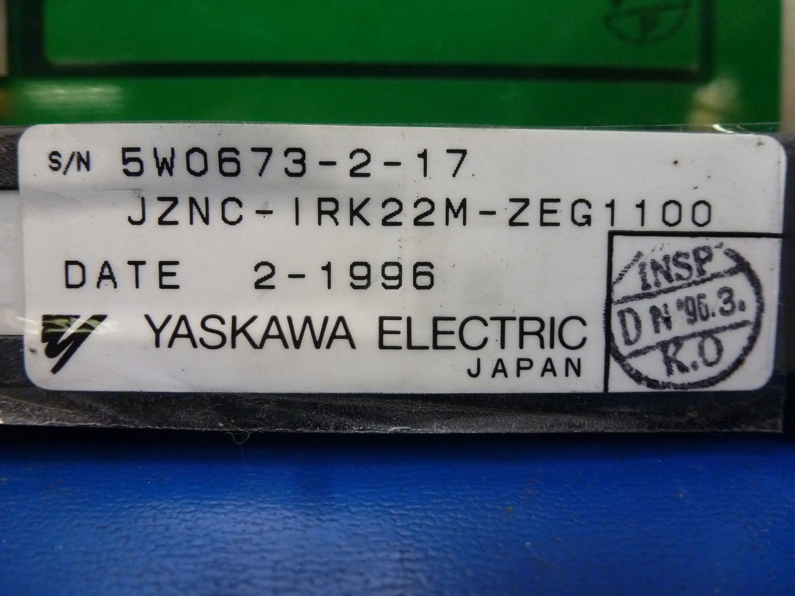 YASKAWA RACK CHASSIS JZNC-IRK22M-ZEG1100 JZNCIRK22MZEG1100