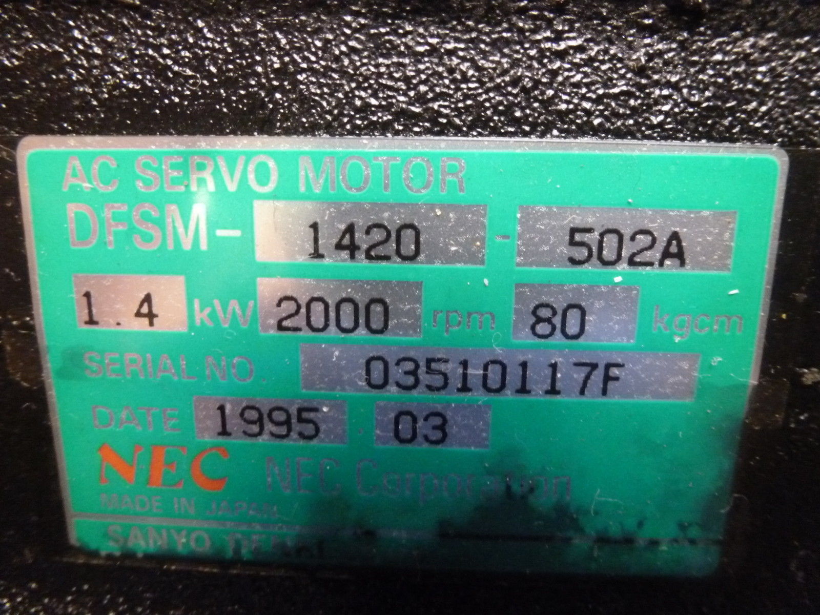 NEC AC SERVO MOTOR DFSM-1420-502A DFSM1420502A