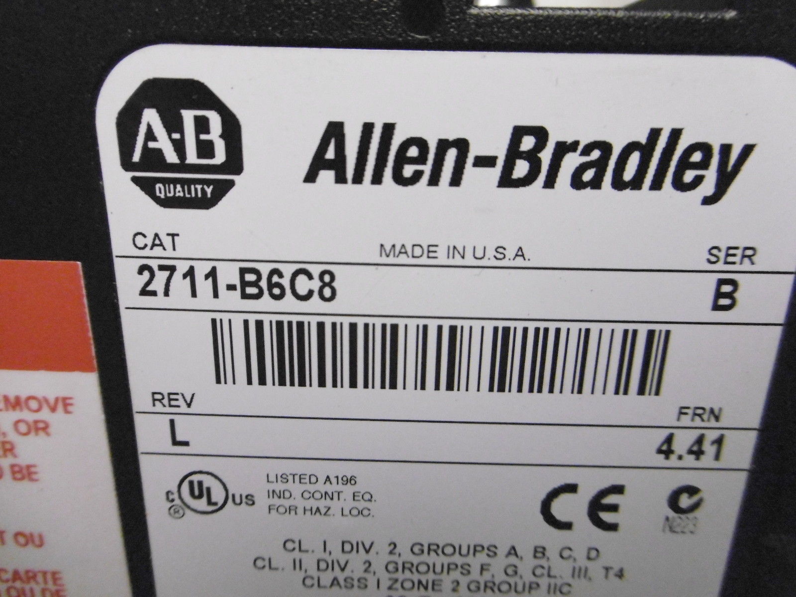 New MFR Refurbished Allen Bradley 2711-B6C8/B 2711B6C8 Panel