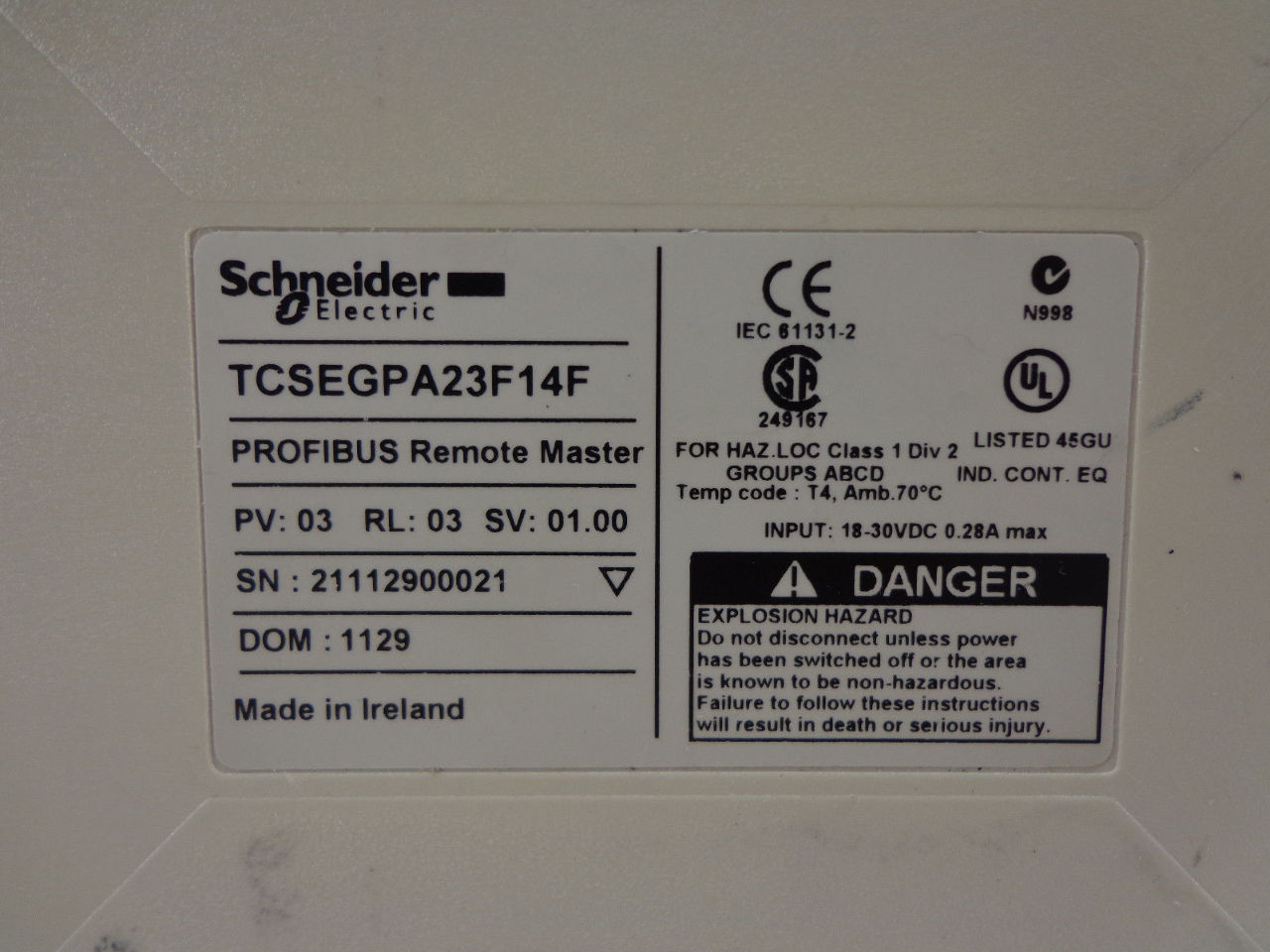 Schneider TCSEGPA23F14F PROFIBUS Remote Master