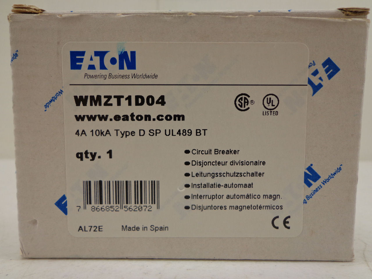 Eaton WMZT1D04 Miniature Circuit Breaker 1P 4A NEW
