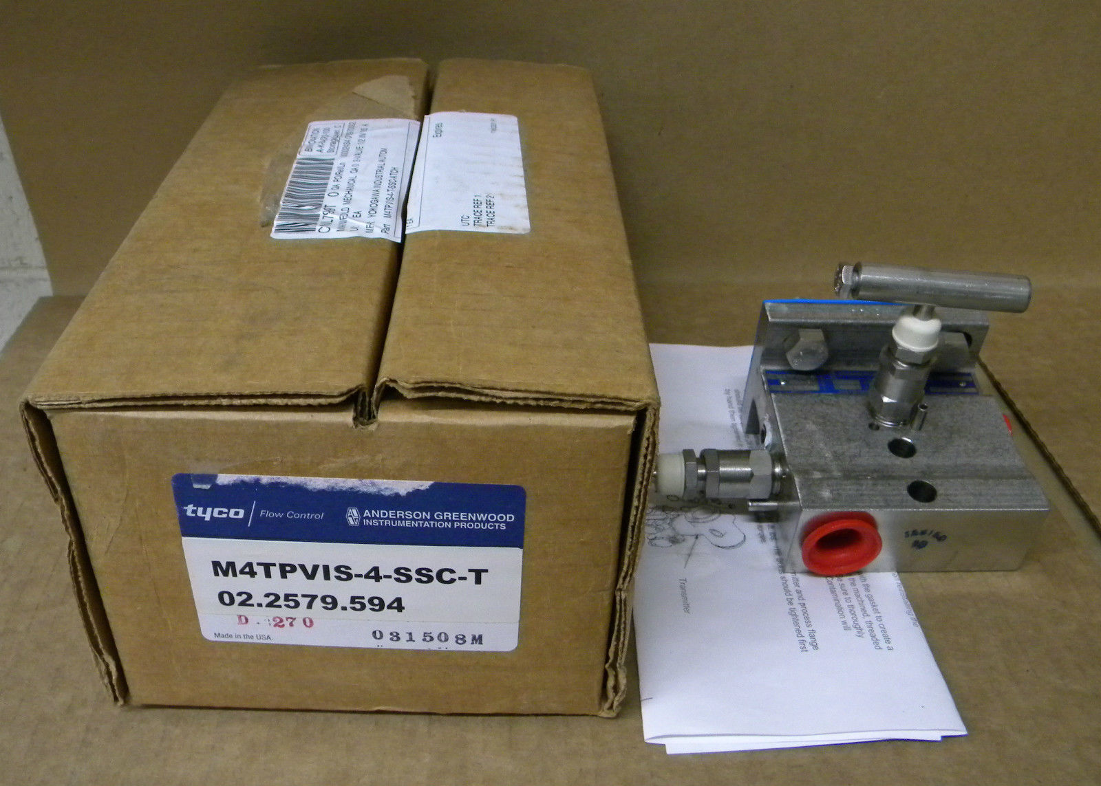 ANDERSON GREENWOOD M4TPVIS-4-SSC-T MANIFOLD NIB M4TPVIS4SSCT M4TPVIS-4-SSC-T,ANDERSON GREENWOOD,PLC