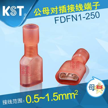 台湾KST端子FDFN1-250全绝缘尼龙透明母端接线端子6.3mm插簧
