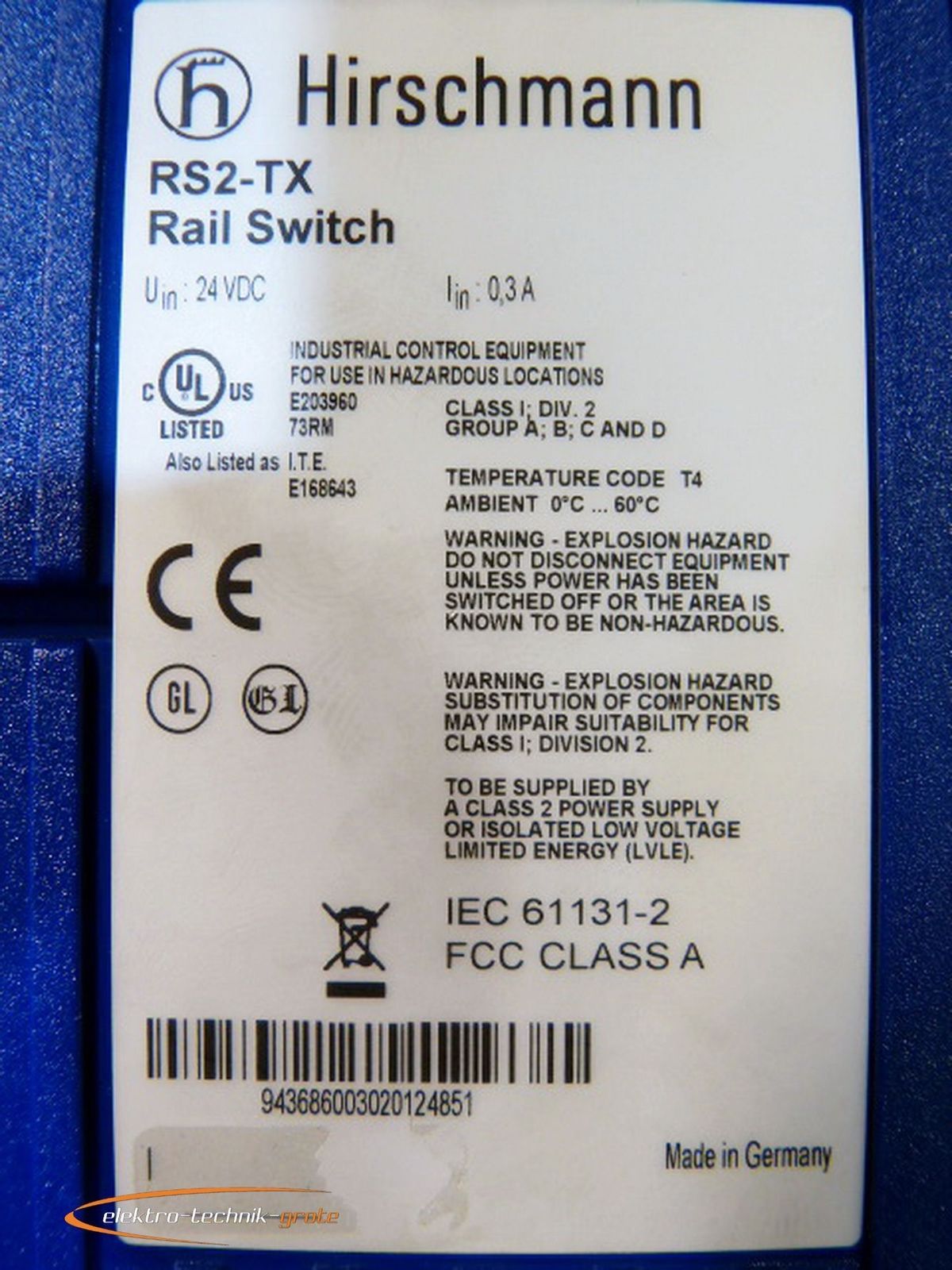 Hirschmann RS2-TX Rail Switch   - ungebraucht! - RS2-TX,Hitachi,PLC