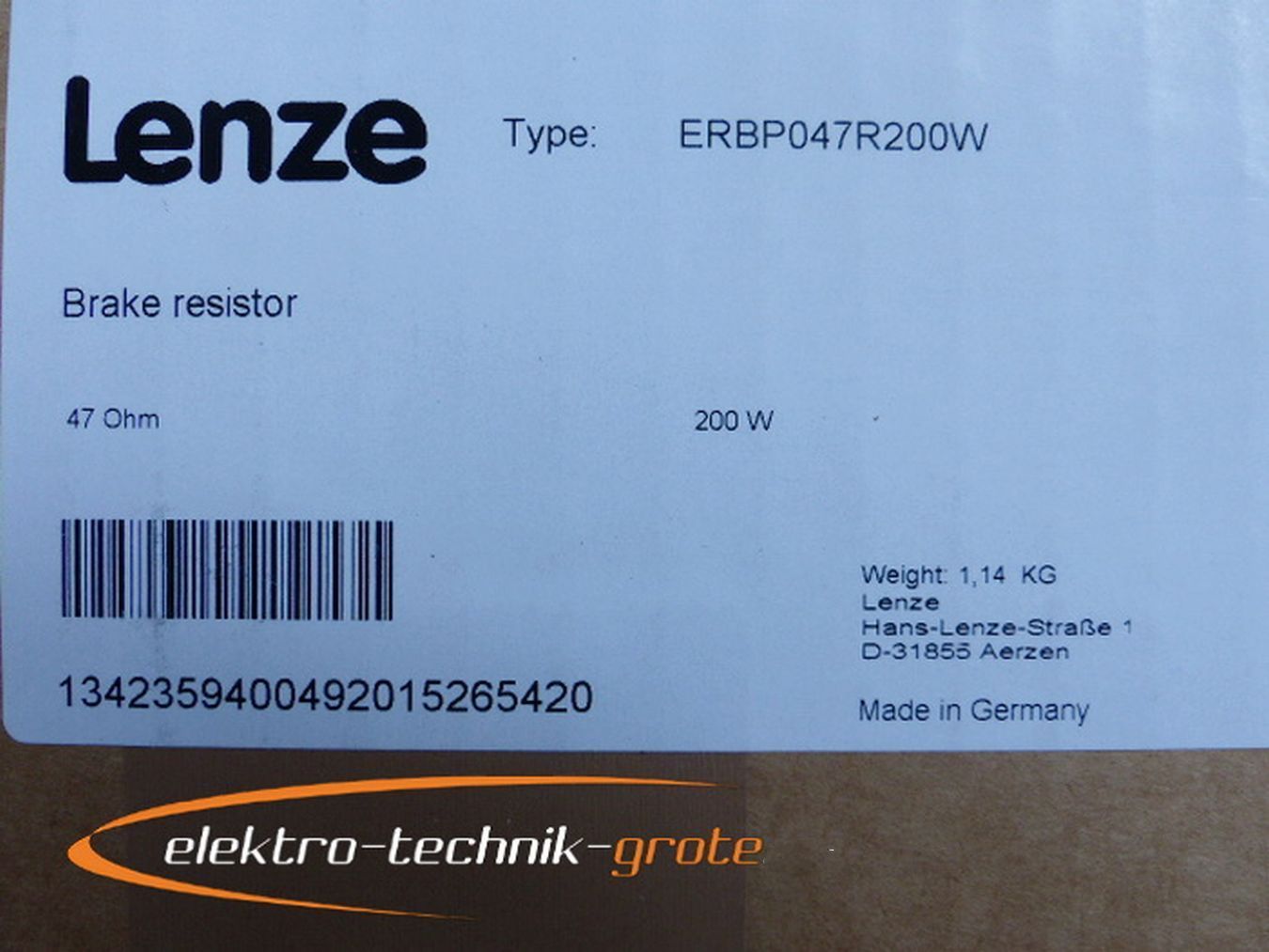 Lenze ERBP047R200W Brake resistor 47 Ohm 200 W -ungebraucht- ERBP047R200W,伦茨,PLC