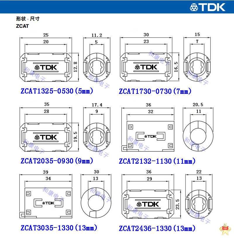 TDK原装磁环内径9mm卡扣式抗干扰屏蔽滤波磁环ZCAT2035-0930 TDK磁环,屏蔽磁环,滤波磁环,2035-0930,TDK磁环批发