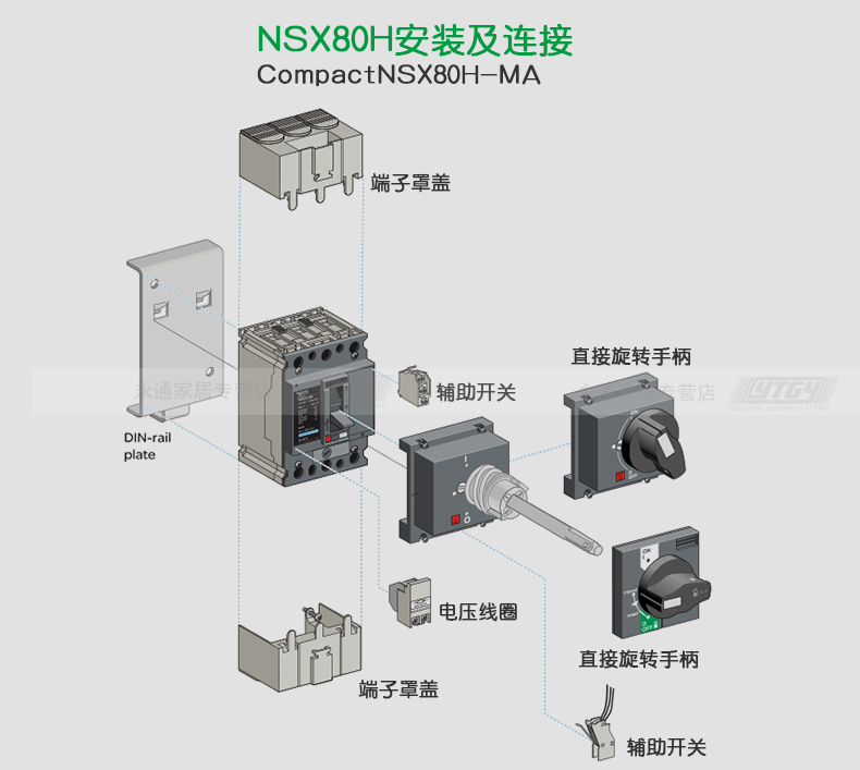 施耐德塑壳断路器 马达保护断路器  NSX80H 3P 80A 50A 70KA NSX80H