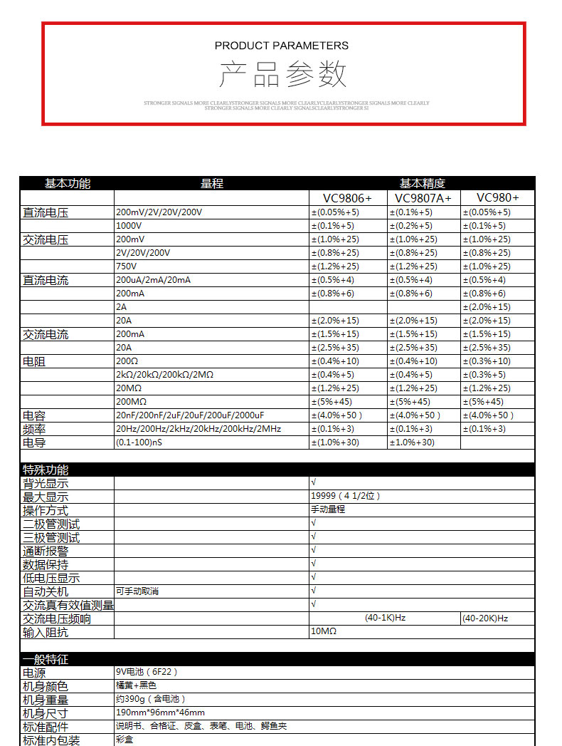 深圳胜利高精度数字万用表VC9806 四位半 全保护万能表技师维修 万用表,高精度万用表,万能表,技师维修万用表,41/2位万用表