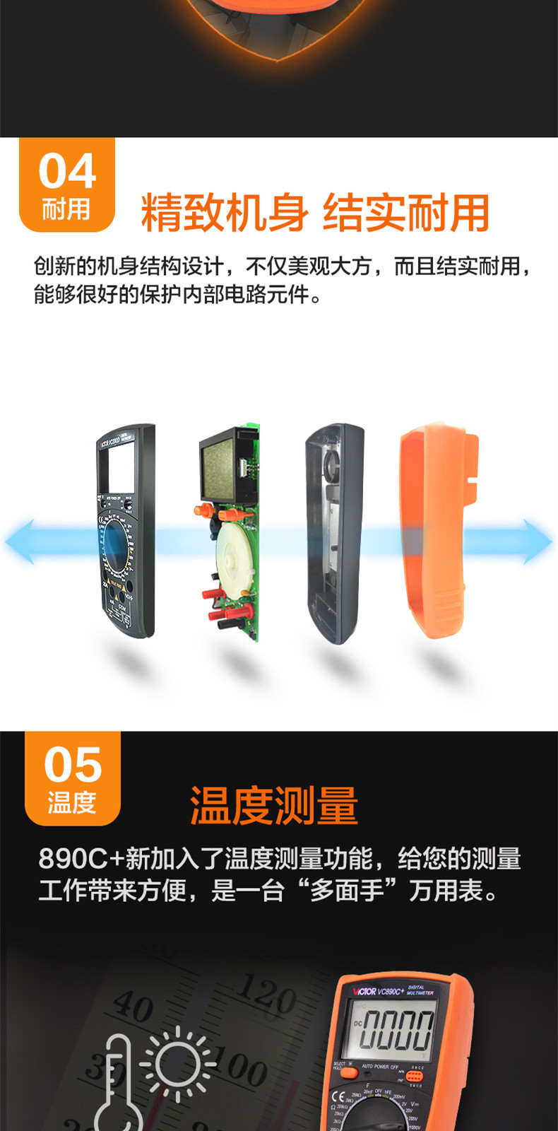 深圳胜利高精度数字万用表VC890C+带温度真有效值测试全保护万能表 万用表,温度万用表,真有效值万用表,万能表,全保护万用表