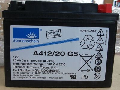 德国阳光蓄电池12V20AH进口胶体电池A412/20G5直流屏UPS/EPS专用 德国阳光蓄电池,德国阳光,德国阳光A412/20,阳光蓄电池,UPS电源蓄电池