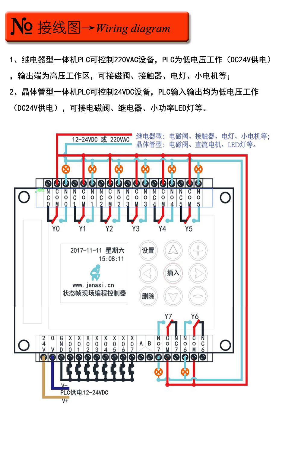 中文可编程延时时间继电器 8进8出气缸电磁阀控制器循环定时开关简易PLC一体机 时间控制,逻辑控制,气缸电磁阀,简易plc,定时开关