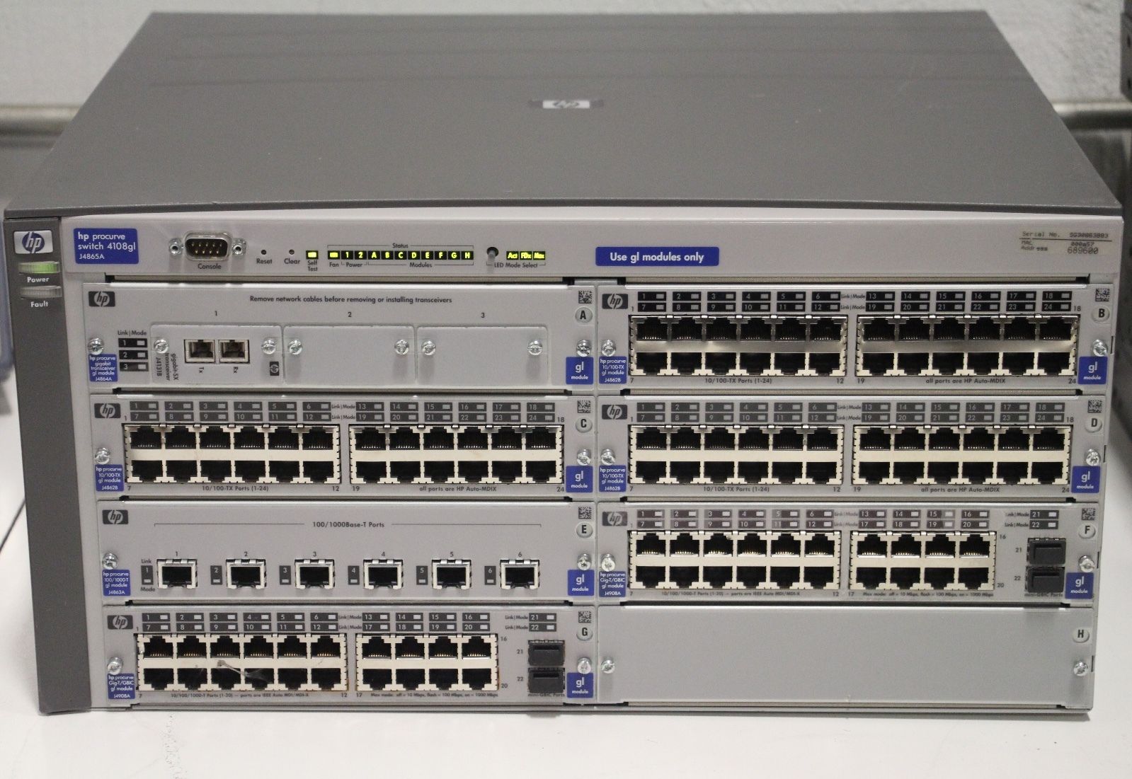 HP ProCurve J4865A 4108gl Switch w/ 3x 4862A 2x J4908A J4839 J4865A,HP,PLC