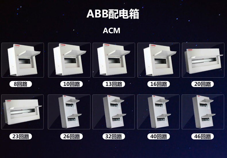 ABB配电箱强电箱08回路 家用暗装布线箱  ACM系列室内空气开关盒 ABB