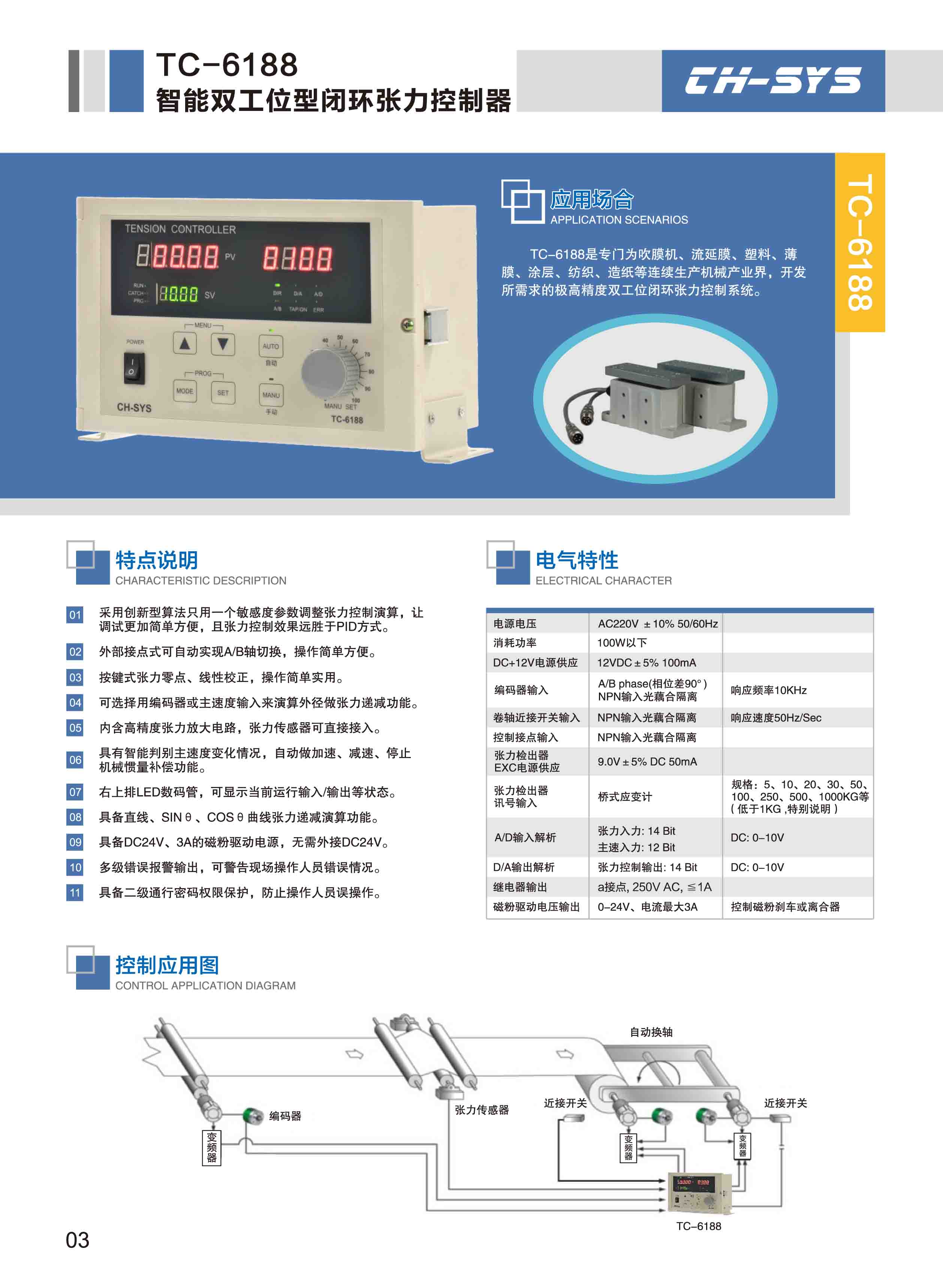 台湾CH-SYS数位双工位---闭环张力控制器TC-6188 双工位控制器,张力控制器,TC-6188,闭环控制器