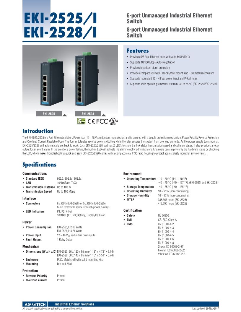 EKI-2525 5端口非网管型工业以太网交换机 研华工业以太网交换机,EKI-2525,研华串口设备服务器