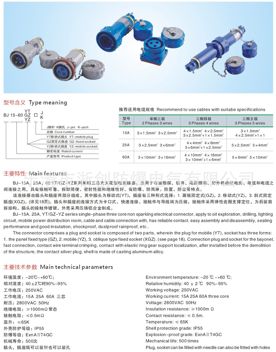 厂家直销BJ-60AYT/GZ固定式无火花型防爆单相三极插头插座 防爆单相三极插头插座,无火花型防爆单相三极插头插座,固定式防爆单相三极插头插座