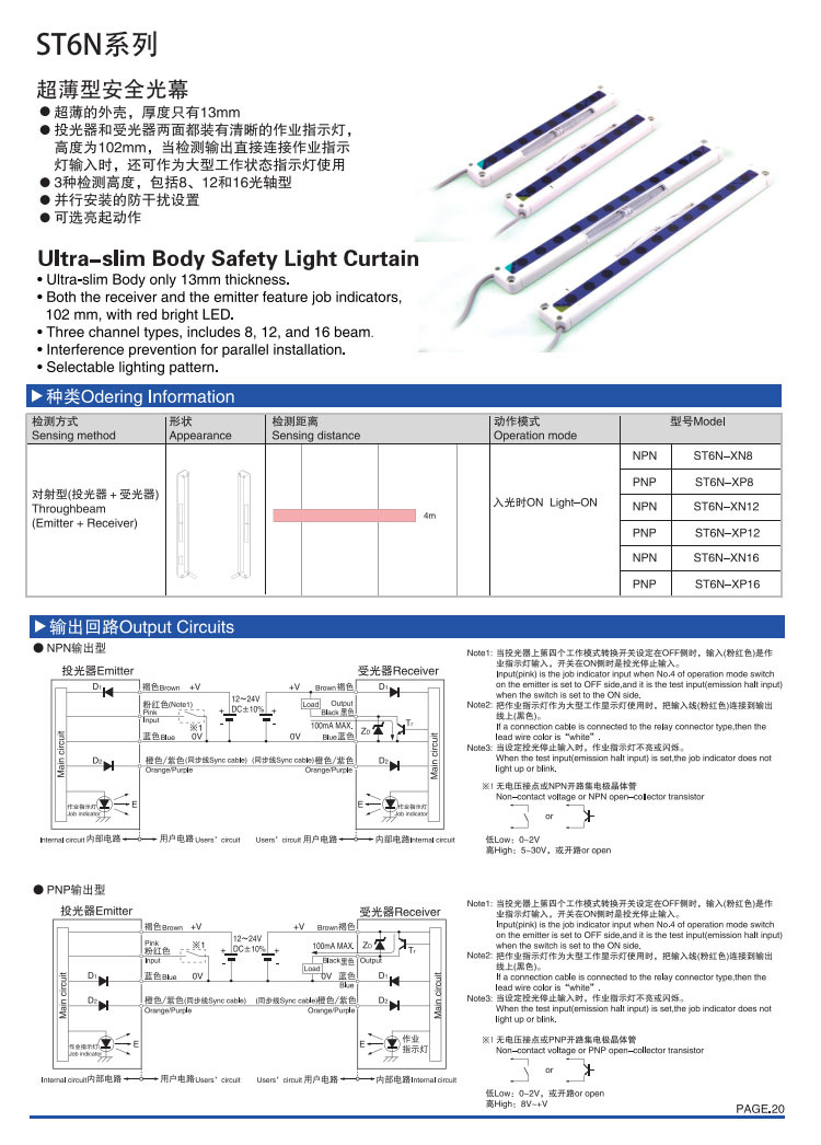 光幕红外线   安全光栅  安全光幕  光幕传感器   ST6N-XN(p)16 其他品牌