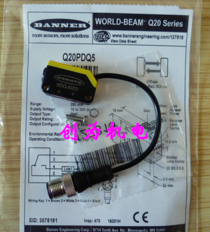 美国邦纳BANNER光电开关Q20PDQ5,全新原装现货 Q20PDQ5,光电开关,全新原装现货