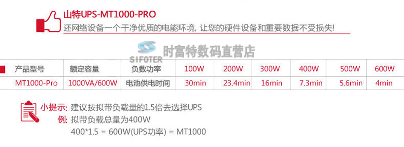 山特MT1000 ups不间断电源 智能稳压1000VA/600W带软件接口联保3年 山特MT1000,山特ups,山特电源,山特不间断电源,MT1000