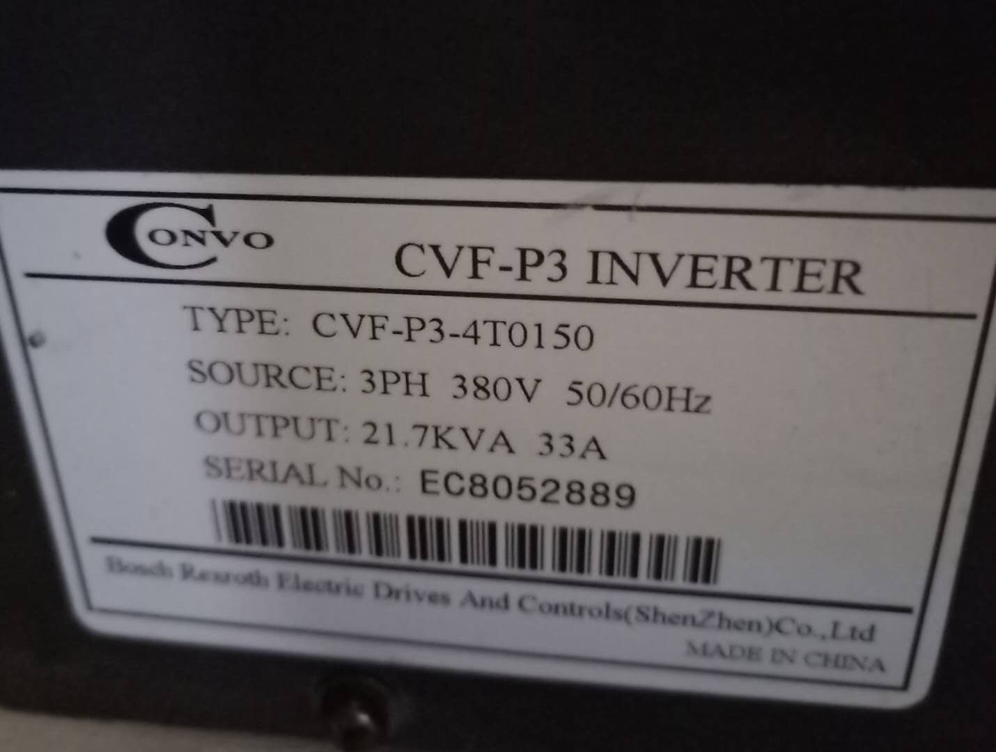 康沃ONVO变频器CVF-P3-4TO150 15KW 380V 康沃,变频器,CVF-P3-4TO150,380V,15KW