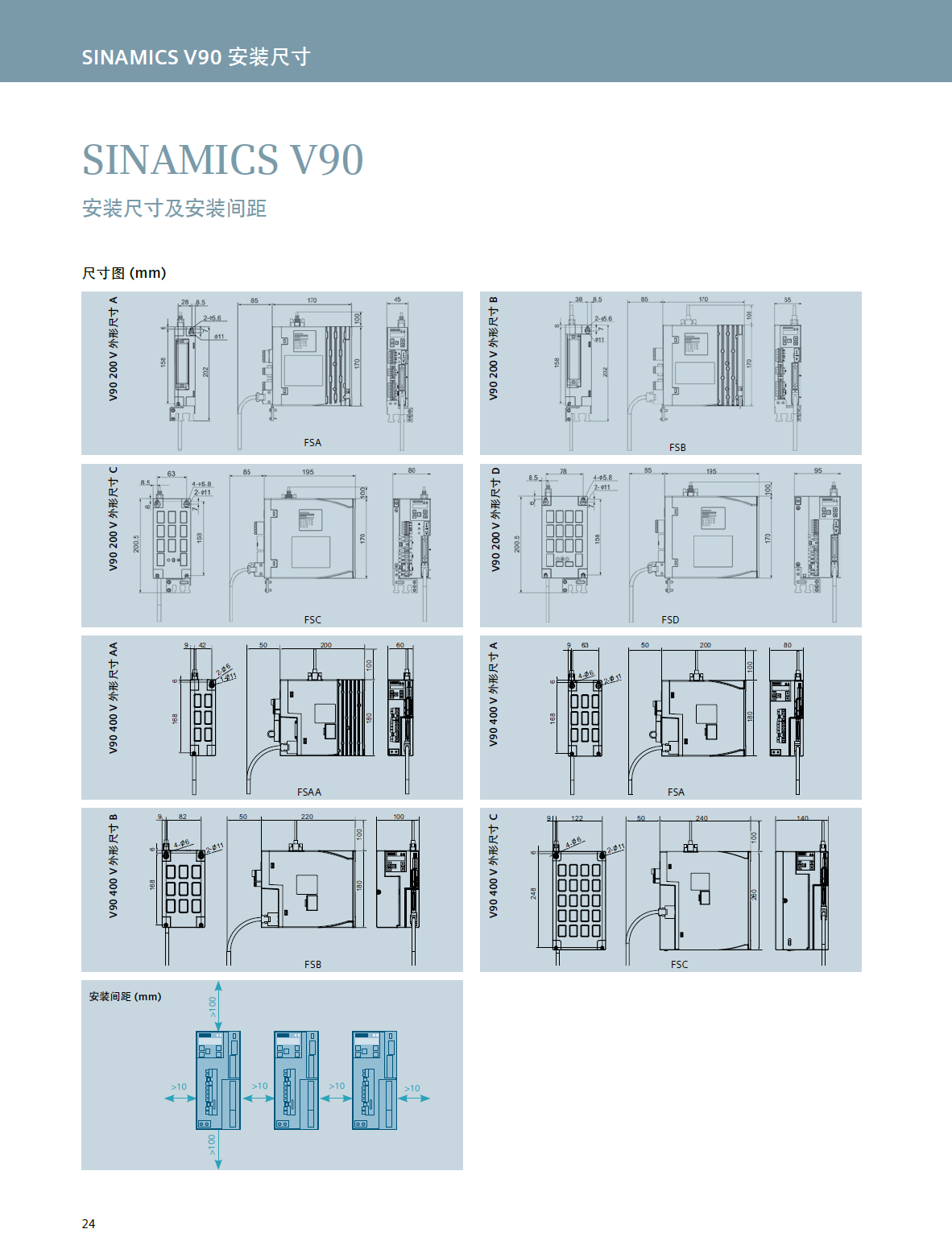 6SL3210-5FB11-0UF1 V90控制器（PN）,200V,低惯量，1.0KW/6.3A. 西门子伺服,V90伺服系统,SINAMICS V90,伺服控制器,6SL3210