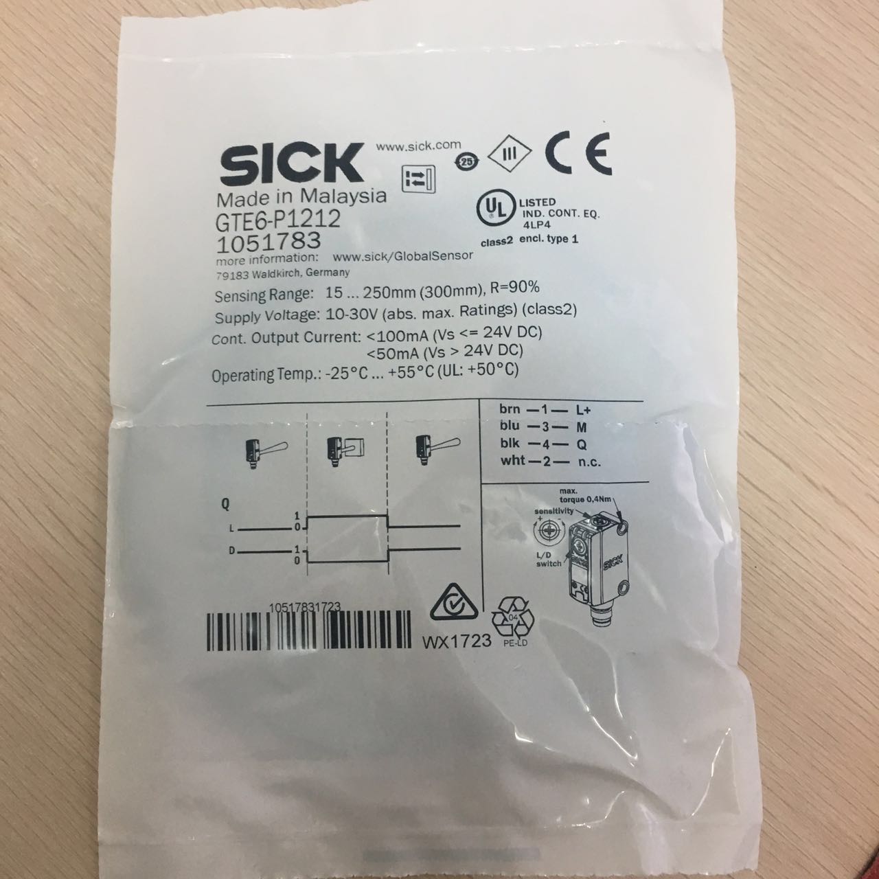 销售德国西克漫反射迷你型光电开关GTE6-P1212 GTE6-P1212,光电开关,光电传感器,传感器
