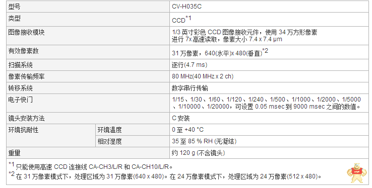 全新原装现货基恩士KEYENCE高速数字彩色摄像机 CV-H035C 现货！议价 相机,基恩士,相机镜头,CV-H035C,工业相机